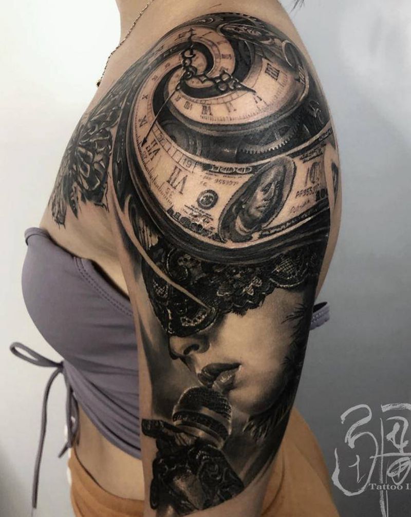 蒙面歌王纹身图片_手臂手部欧美写实纹身图案