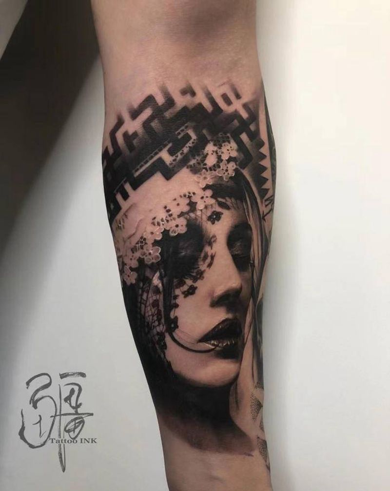 肖像纹身图片_手臂手部欧美写实肖像纹身图案