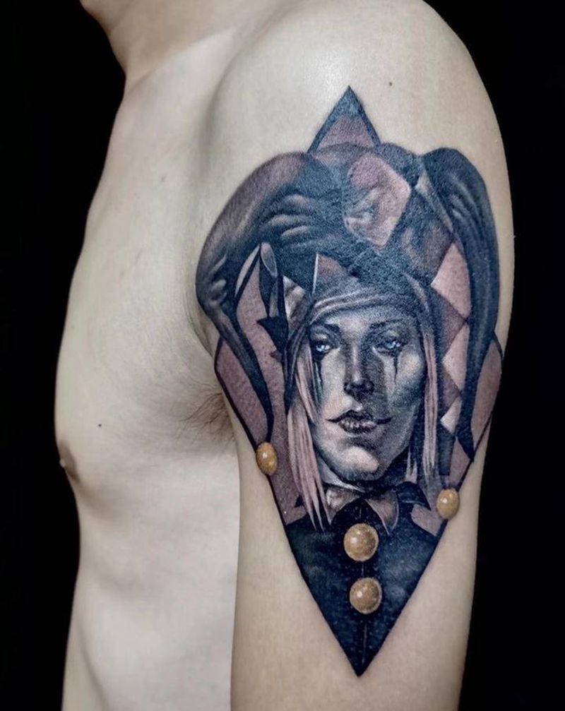 小丑 覆盖纹身图片_手臂欧美写实纹身图案