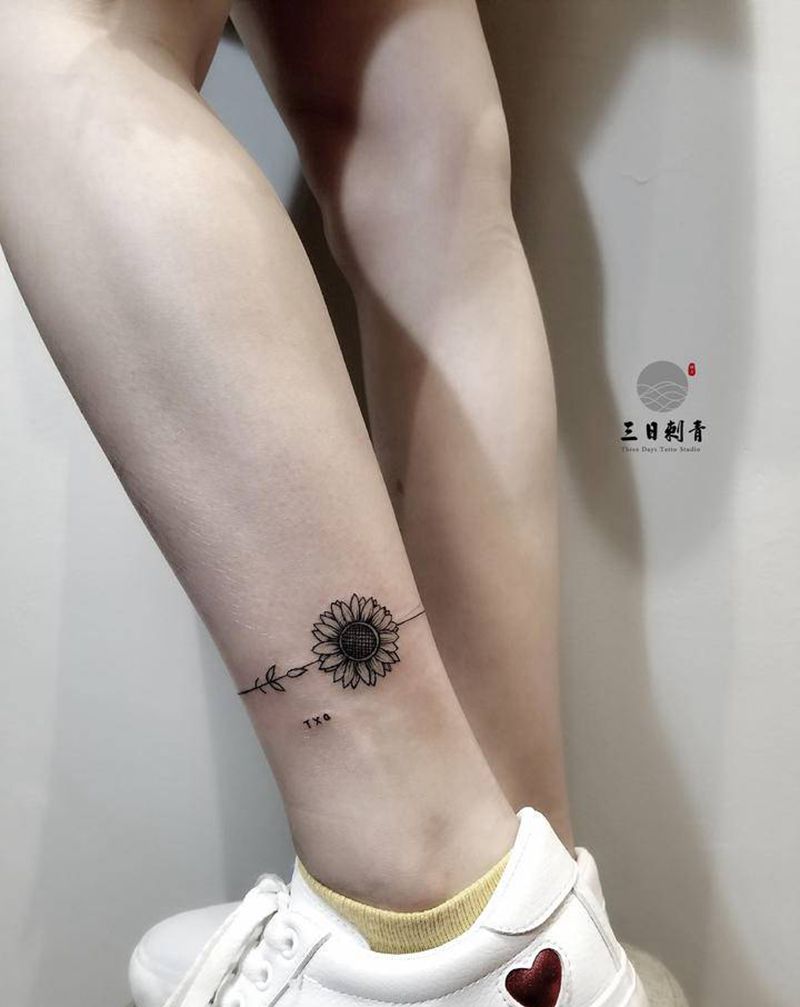 小清新纹身图片_腿部几何纹身图案