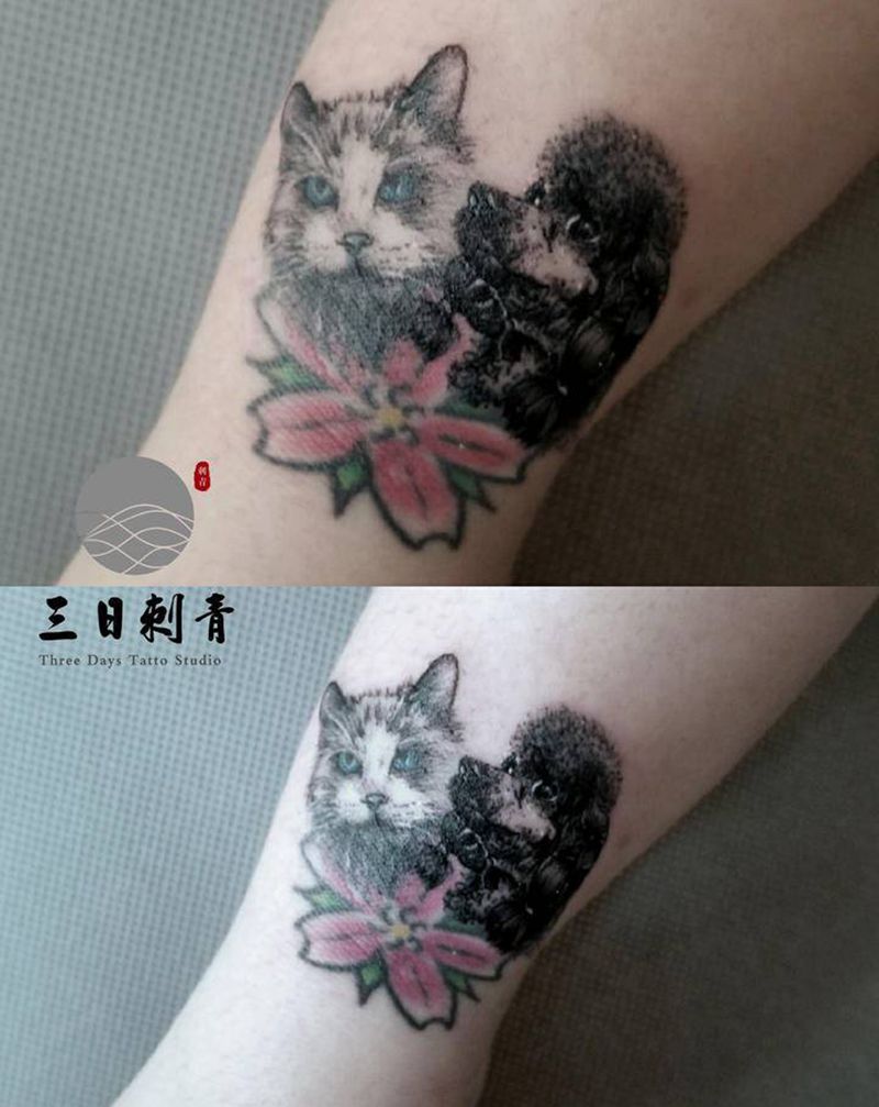 宠物纹身图片_手臂点刺纹身图案