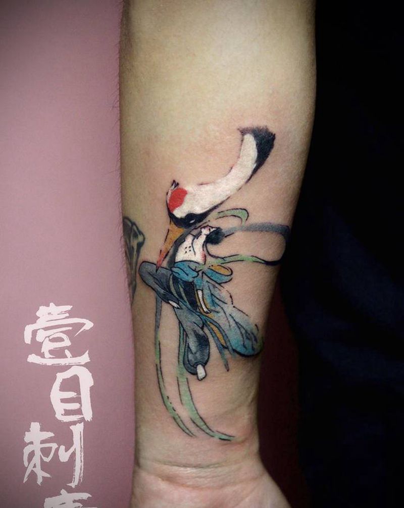 大鱼海棠赤松子纹身图片_手臂水墨纹身图案