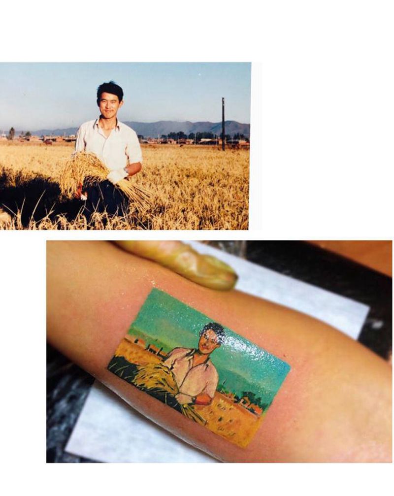 mini彩色纹身图片_手臂水彩纹身图案