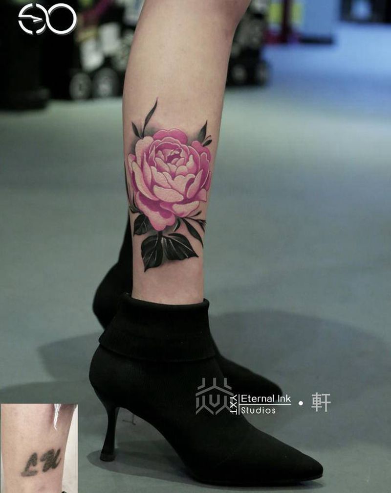 遮盖作品纹身图片_脚部腿部New School覆盖纹身图案