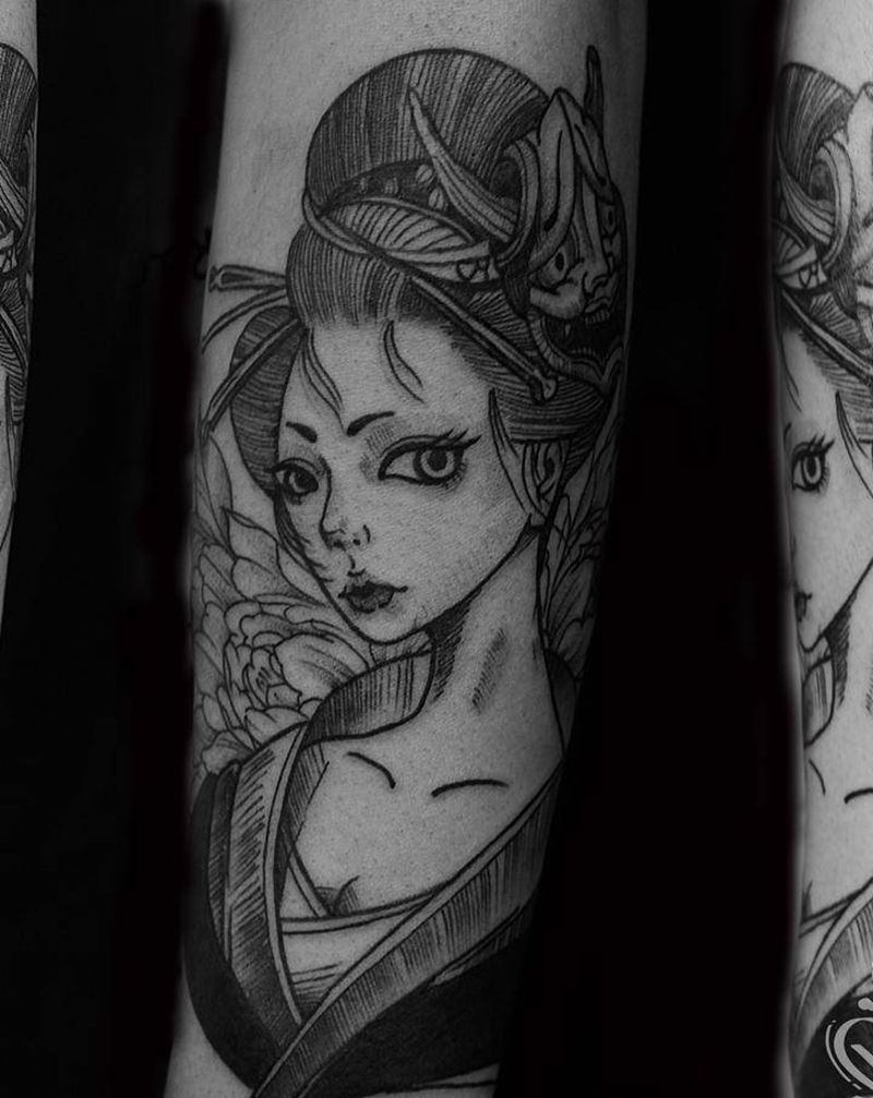 原创艺妓纹身图片_手臂艺妓纹身图案