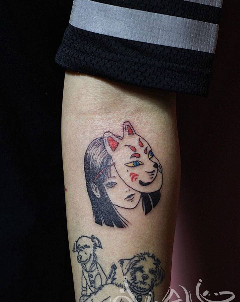 原创设计富江纹身图片_手臂点刺富江纹身图案