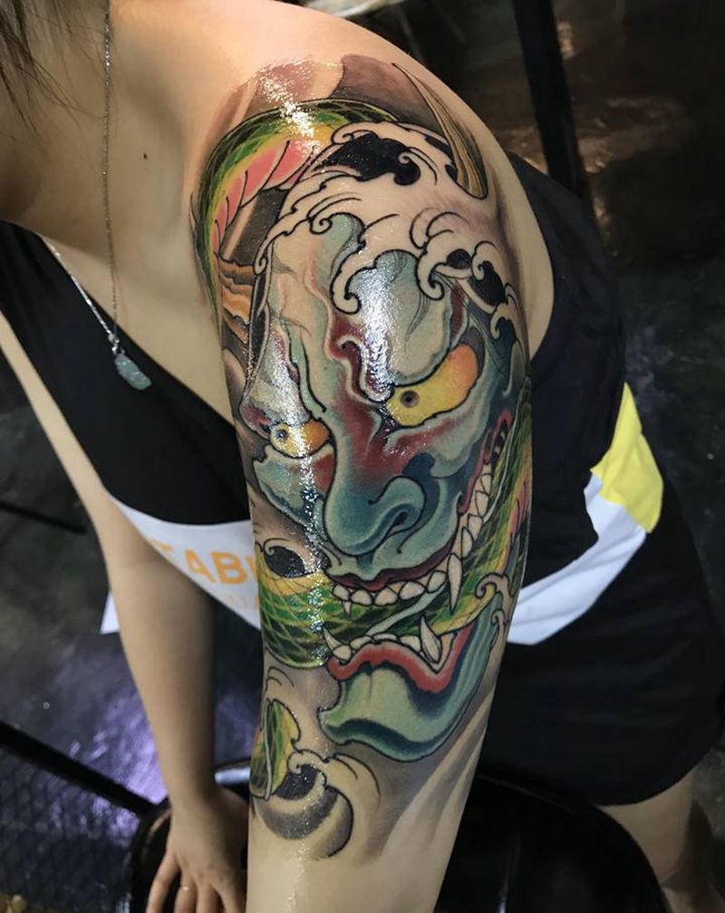 玄黥刘锐作品纹身图片_手臂老传统新传统纹身图案