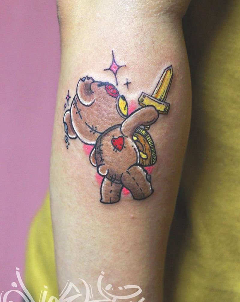 原创设计布偶熊纹身图片_手臂Old School布偶纹身图案