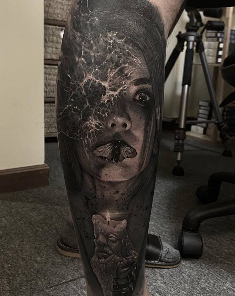 女人纹身图片_腿部纹身图案