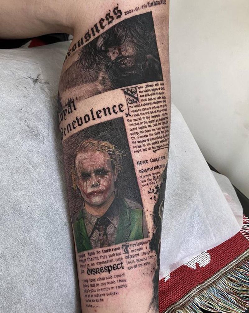 小丑和雪诺纹身图片_腿部欧美写实纹身图案