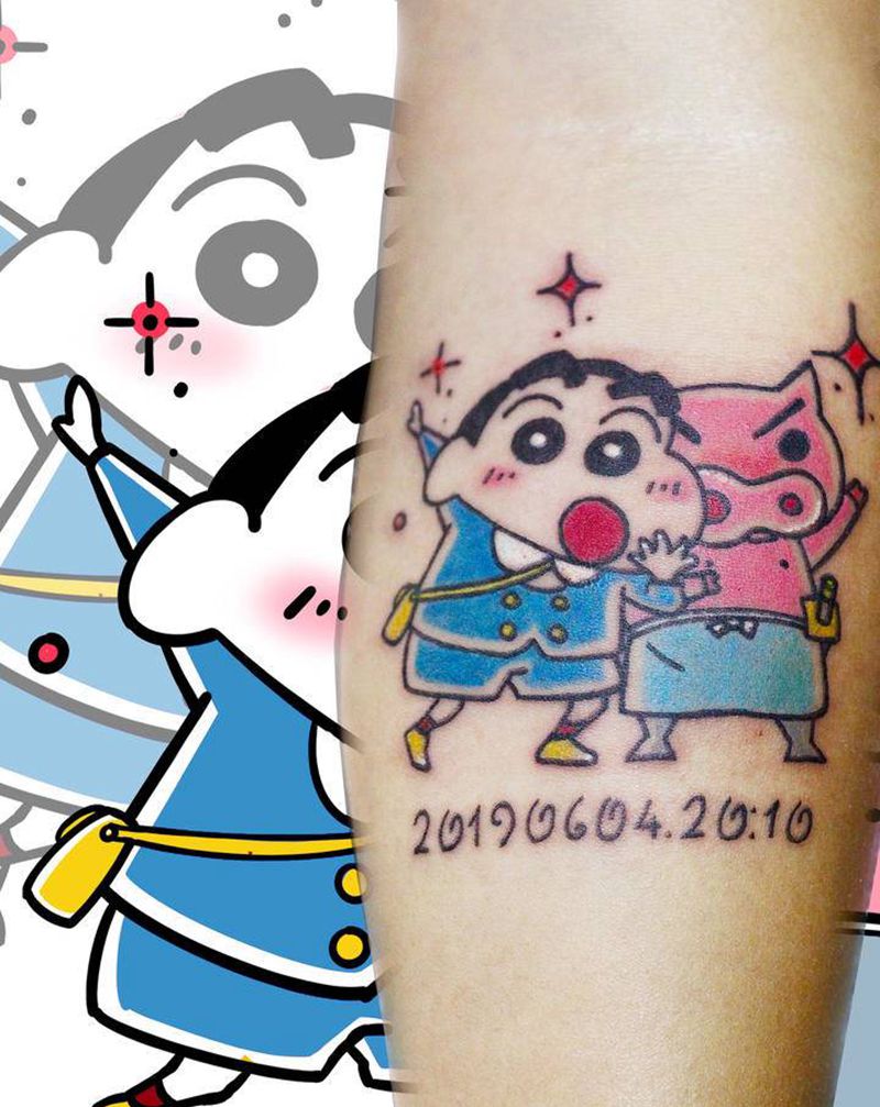 原设蜡笔小新纹身图片_手臂Old School蜡笔小新纹身图案
