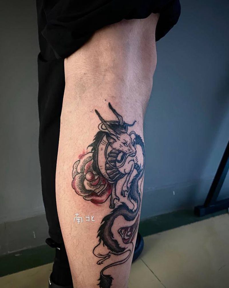 千与千寻纹身图片_腿部纹身图案