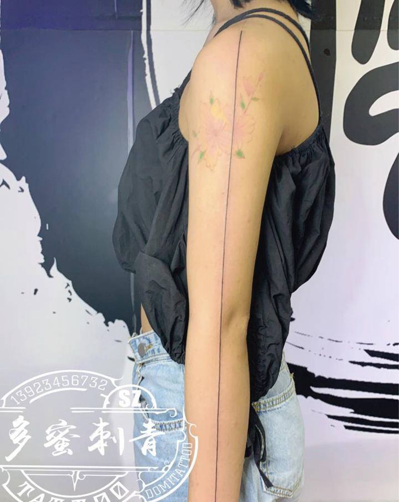 一条线纹身图片_手臂纹身图案