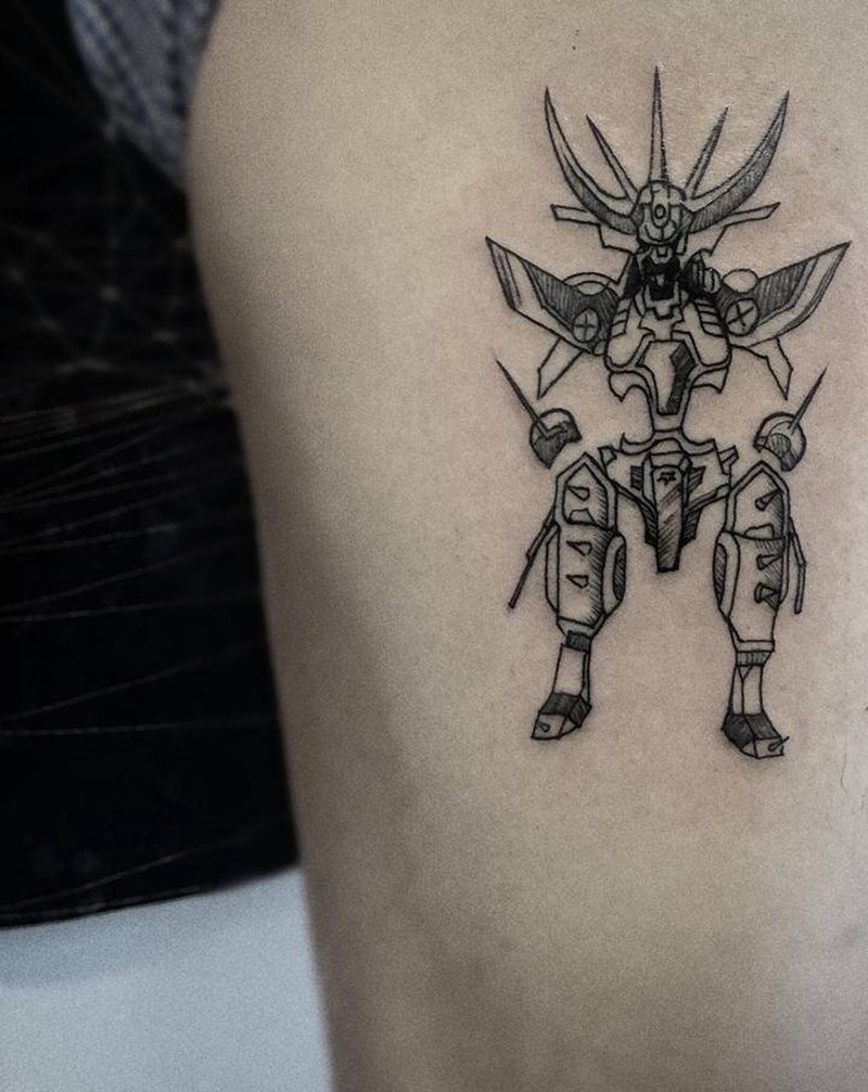 排线纹身图片_腿部几何纹身图案