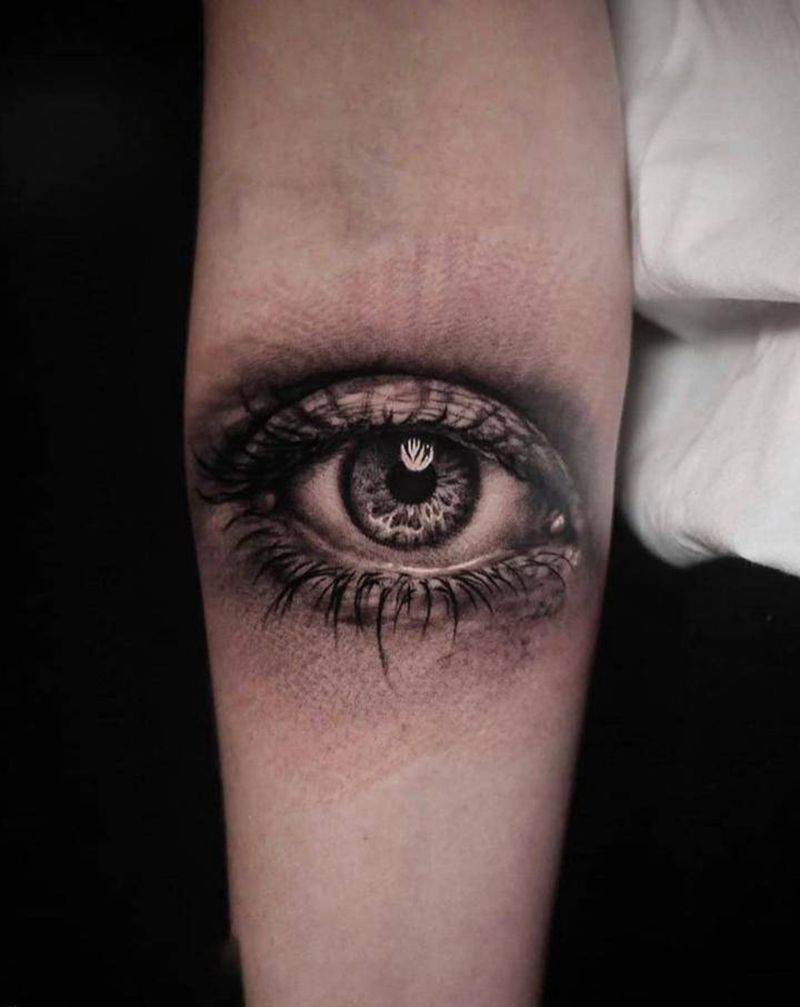 眼纹身图片_手臂欧美写实纹身图案