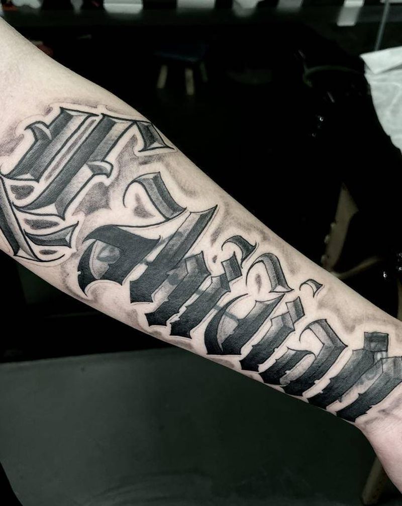 花体字纹身图片_手臂纹身图案