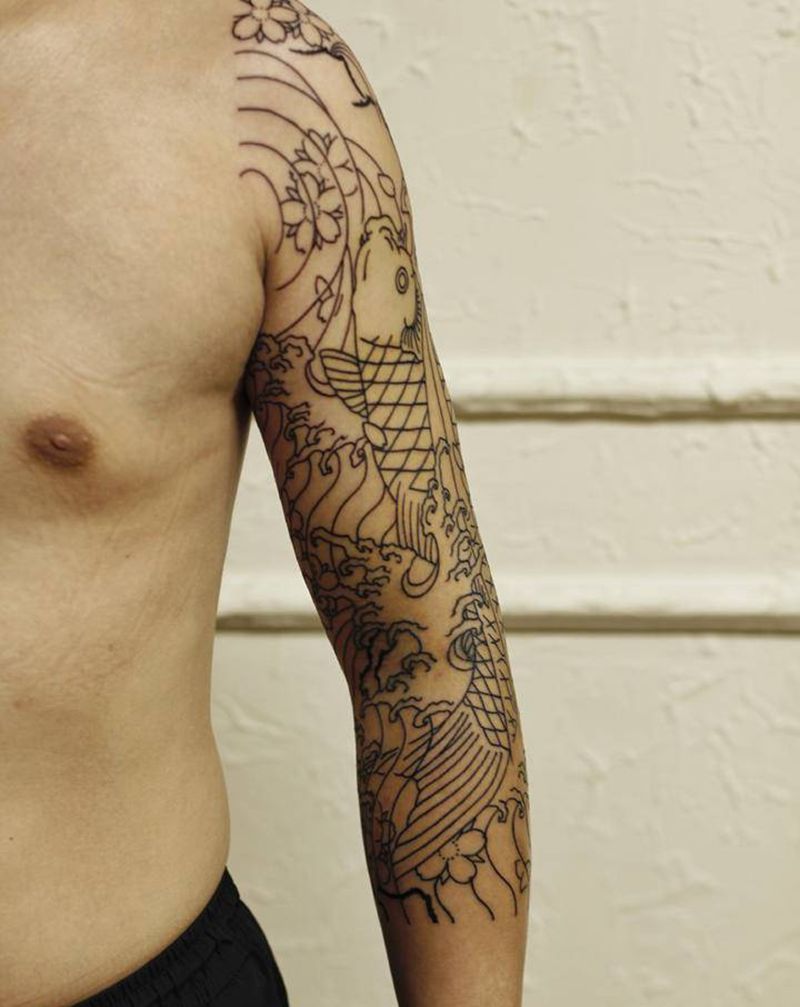 和风刺青纹身图片_手臂老传统纹身图案