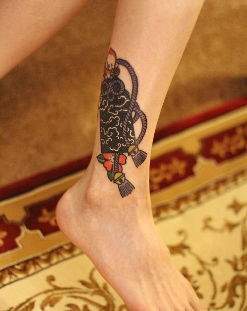 遮盖失败纹身纹身图片_腿部老传统纹身图案