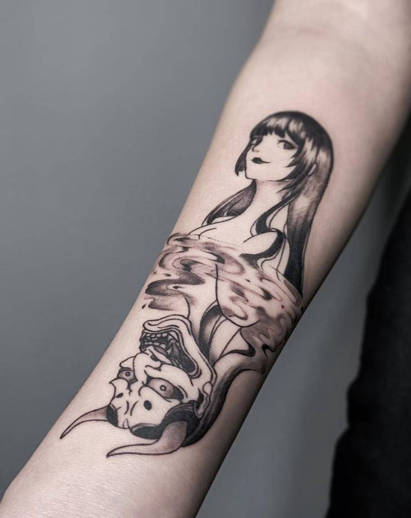 少女 般若纹身图片_手臂纹身图案