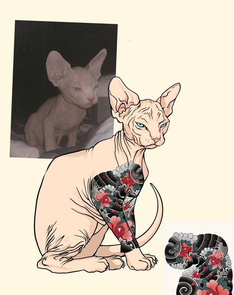 牡丹稿纹身图片_手臂老传统新传统纹身图案