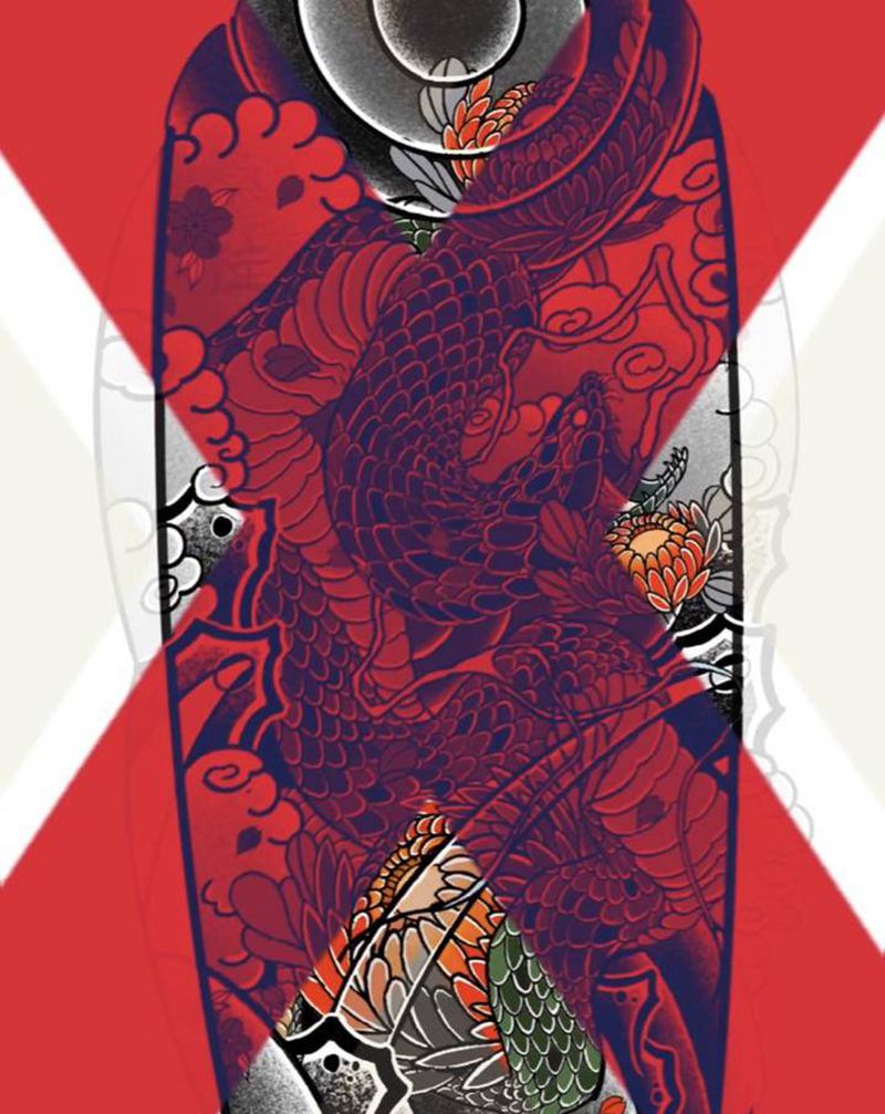 蛇稿纹身图片_手臂新传统老传统纹身图案