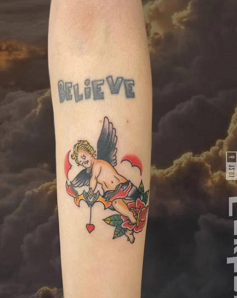 丘比特纹身图片_手臂Old School纹身图案