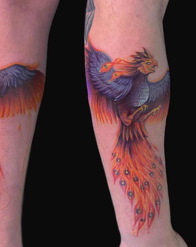 涅槃纹身图片_手臂欧美写实水彩纹身图案