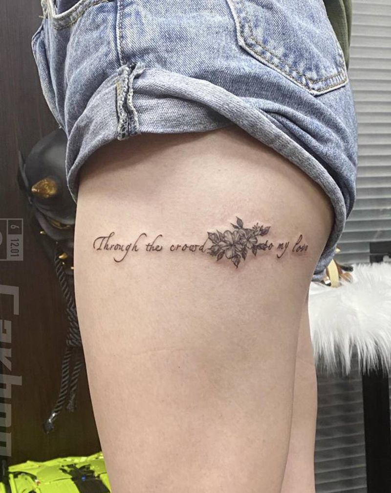 英文纹身图片_腿部点刺纹身图案