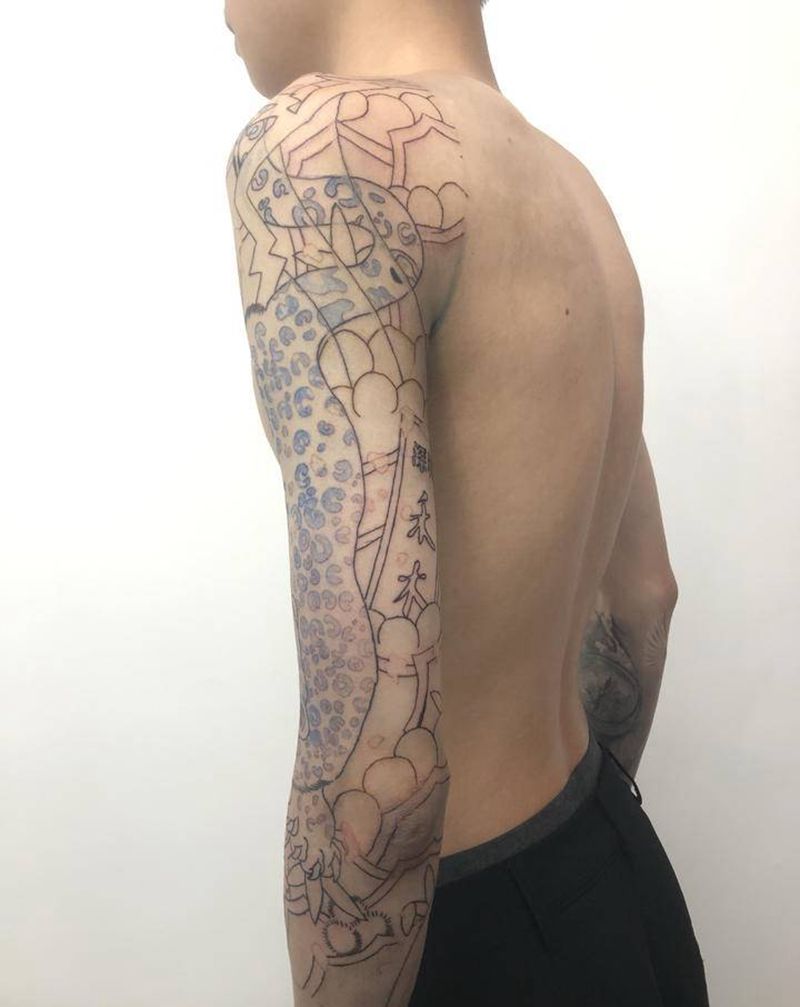 日式豹子（未完成）纹身图片_手臂老传统纹身图案