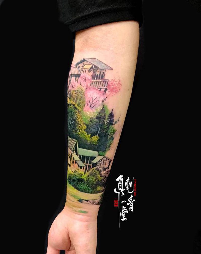 遮盖纹身图片_手臂新传统纹身图案