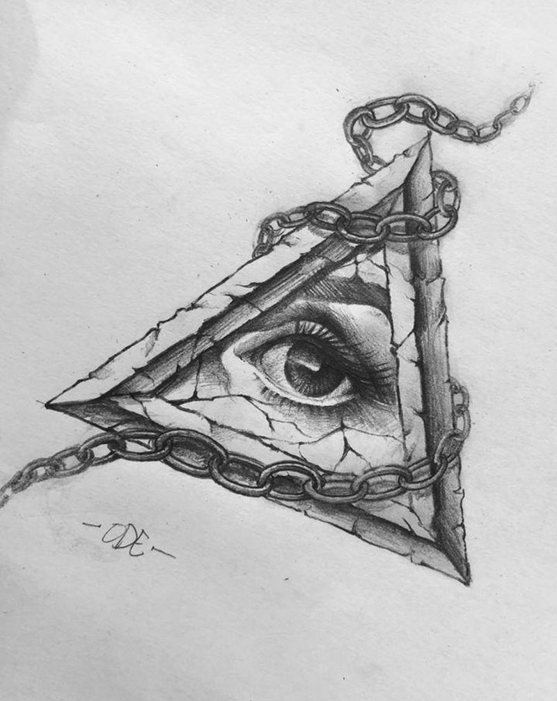 上帝之眼纹身图片_欧美写实纹身图案