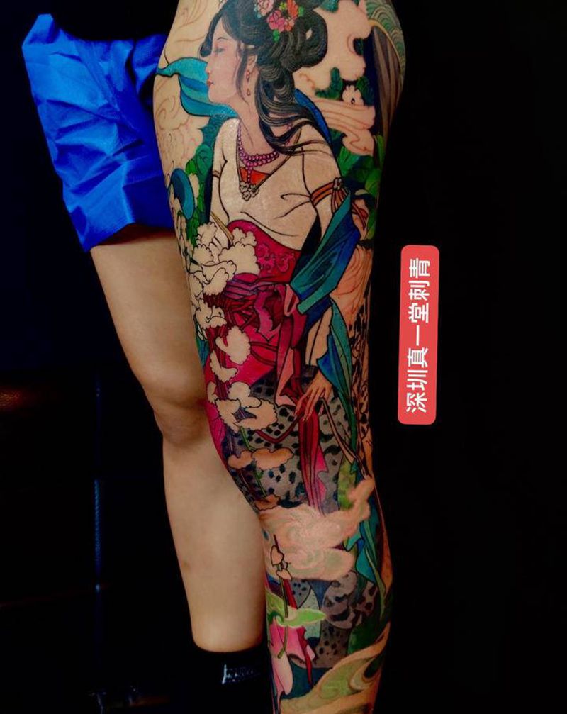 半成品纹身图片_腿部纹身图案