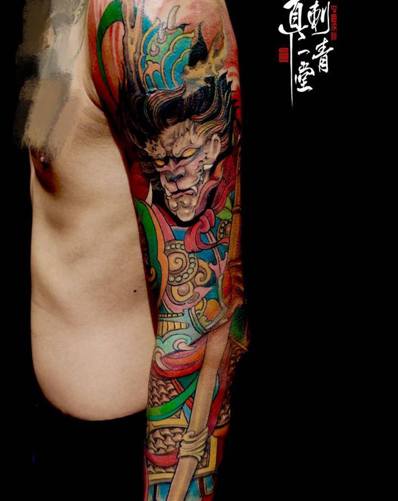 花臂纹身图片_手臂新传统纹身图案