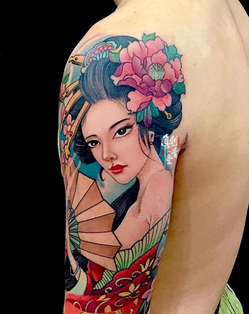 艺妓纹身图片_手臂纹身图案