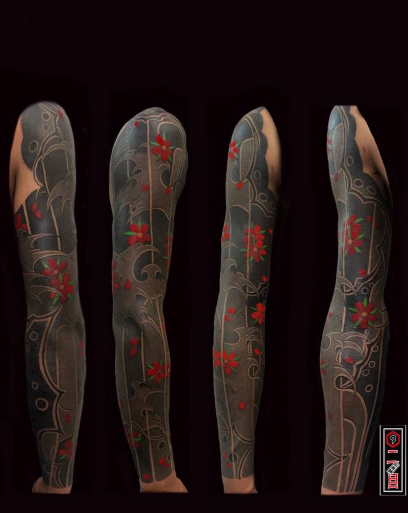 老传统花臂纹身图片_手臂老传统纹身图案