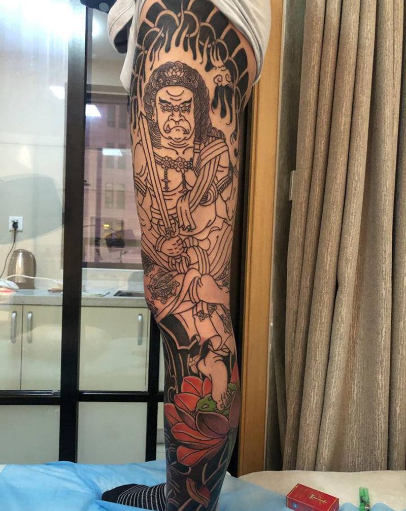 老传统花腿（未完成）纹身图片_腿部老传统纹身图案