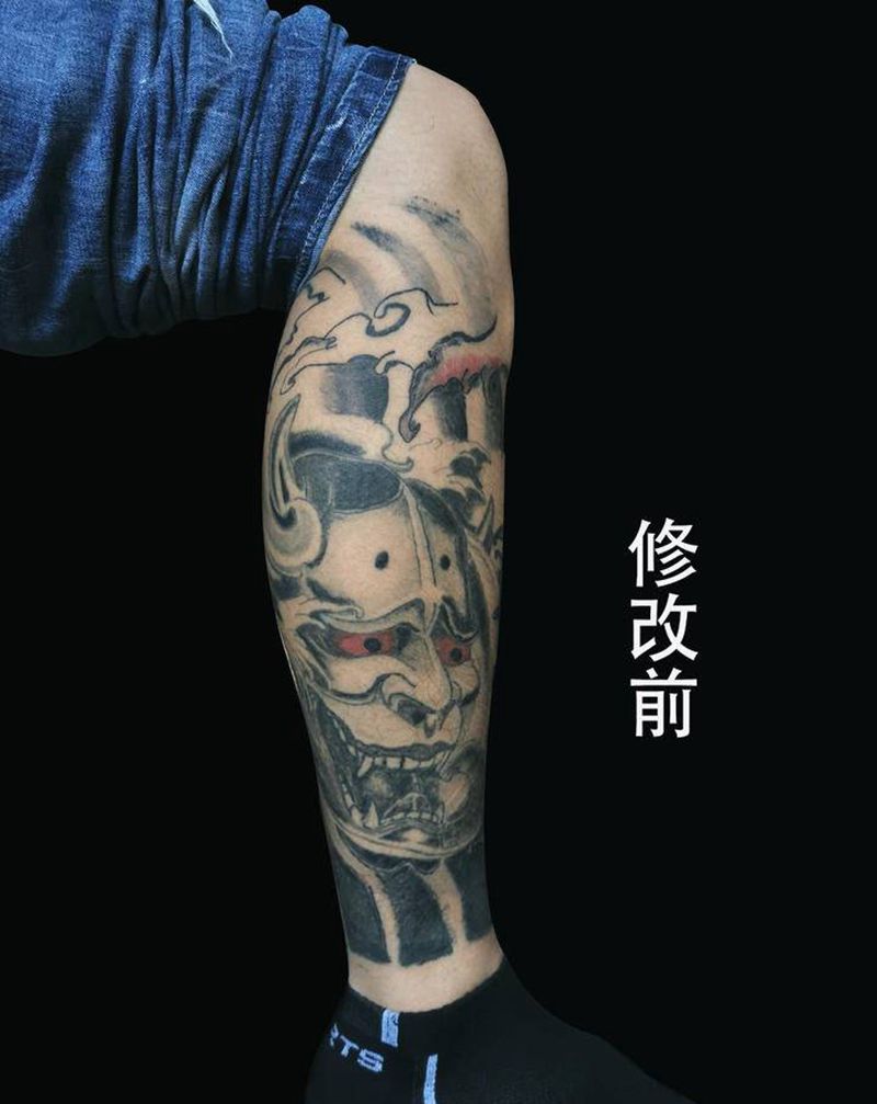 修改作品纹身图片_腿部老传统般若包腿般若包腿修改纹身图案