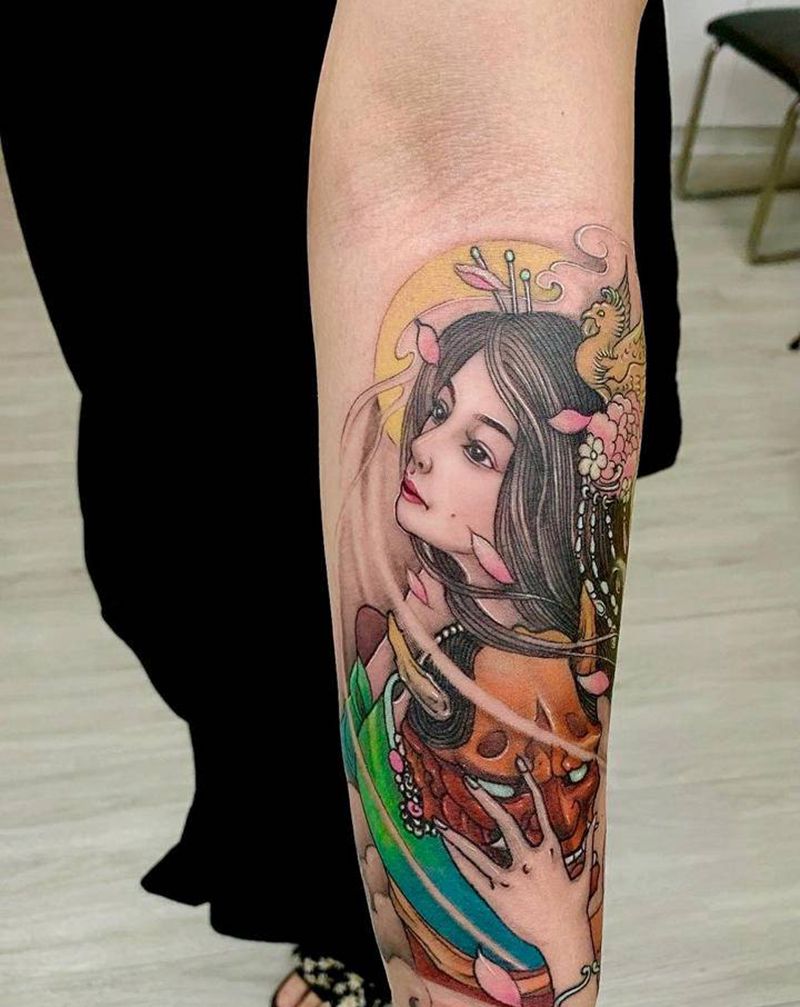 仕女纹身图片_手臂纹身图案