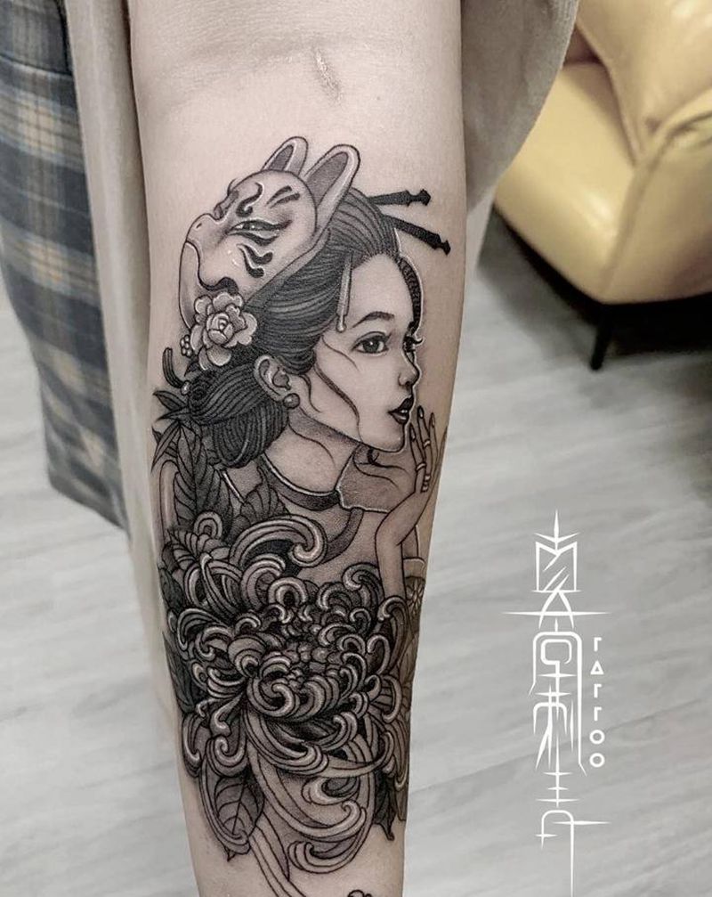 艺妓纹身图片_手臂纹身图案