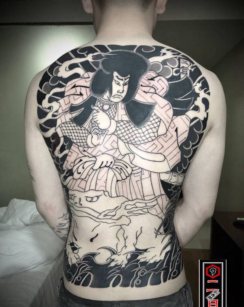 老传统满背（天竺德兵卫）纹身图片_背部老传统纹身图案