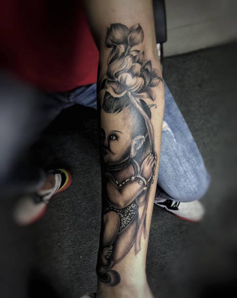 送子观音纹身图片_手臂纹身图案