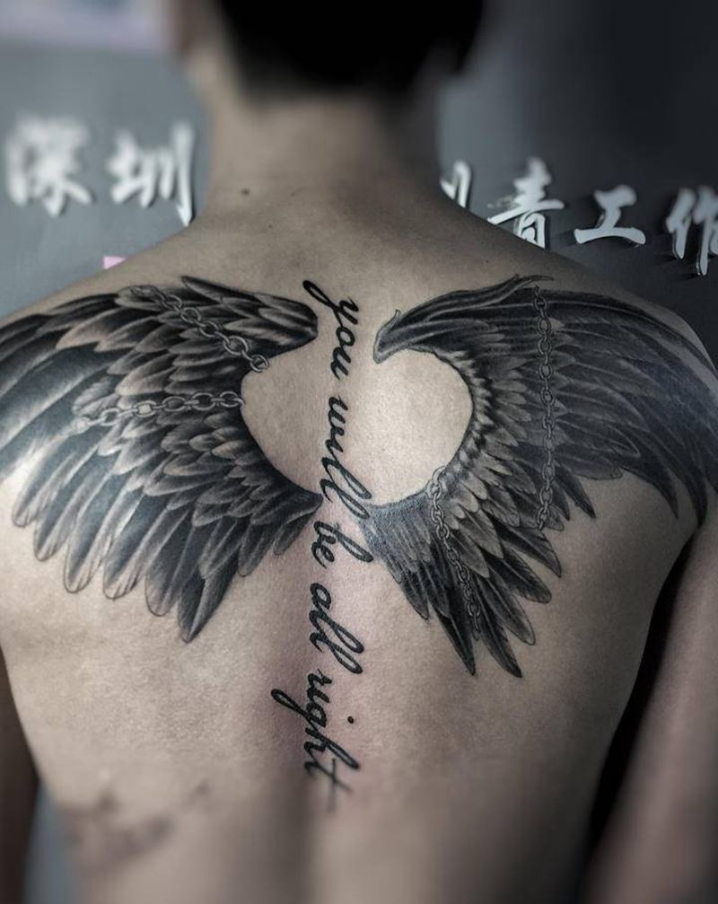 飞吧纹身图片_背部纹身图案