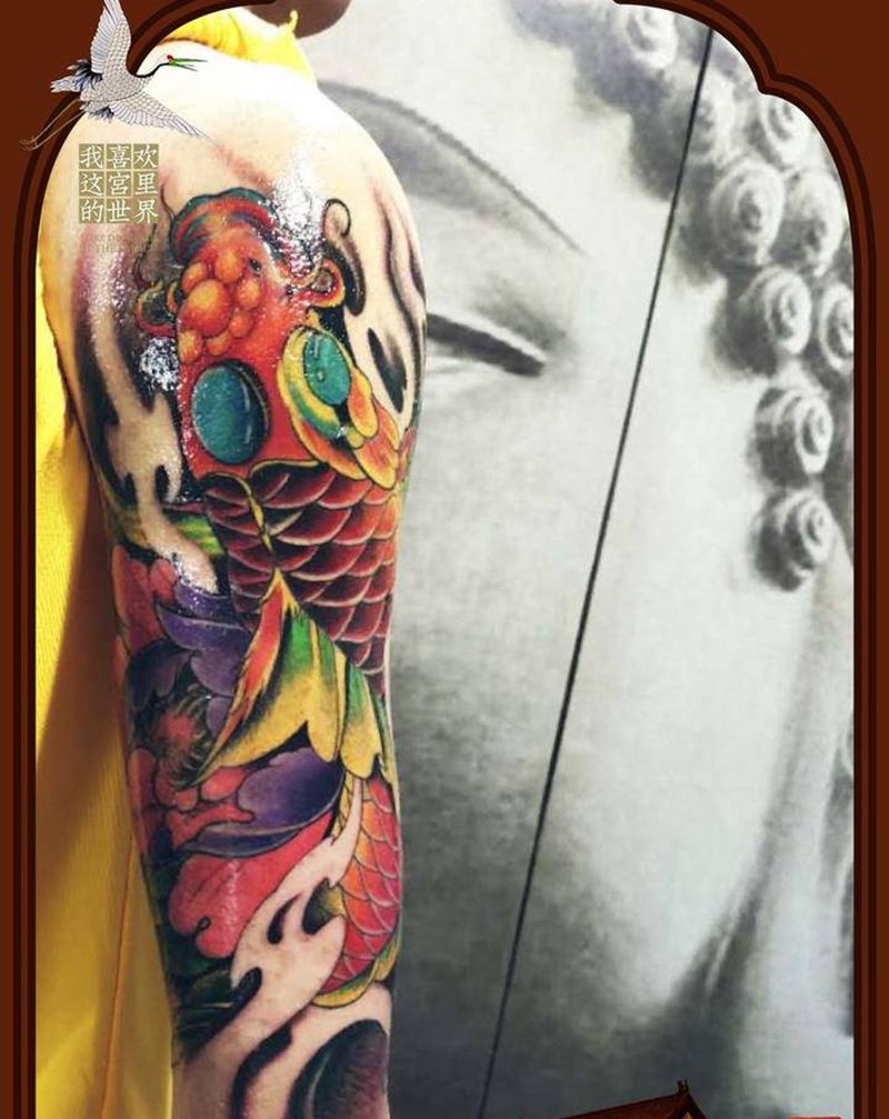 锦鲤纹身图片_手臂纹身图案