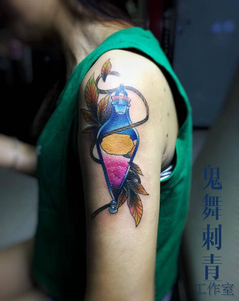 漂流瓶纹身图片_手臂纹身图案