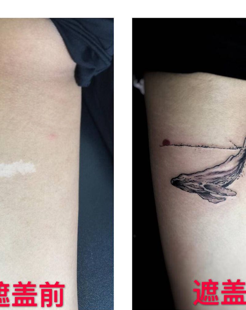 遮盖胎记纹身图片_腿部纹身图案