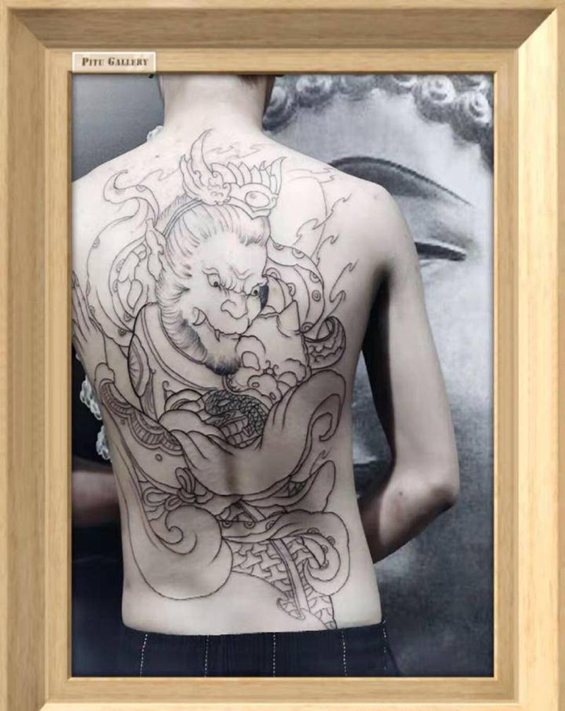 齐天大圣纹身图片_背部纹身图案