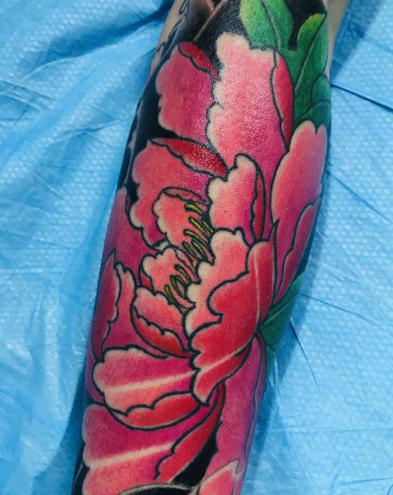 牡丹纹身图片_手臂纹身图案