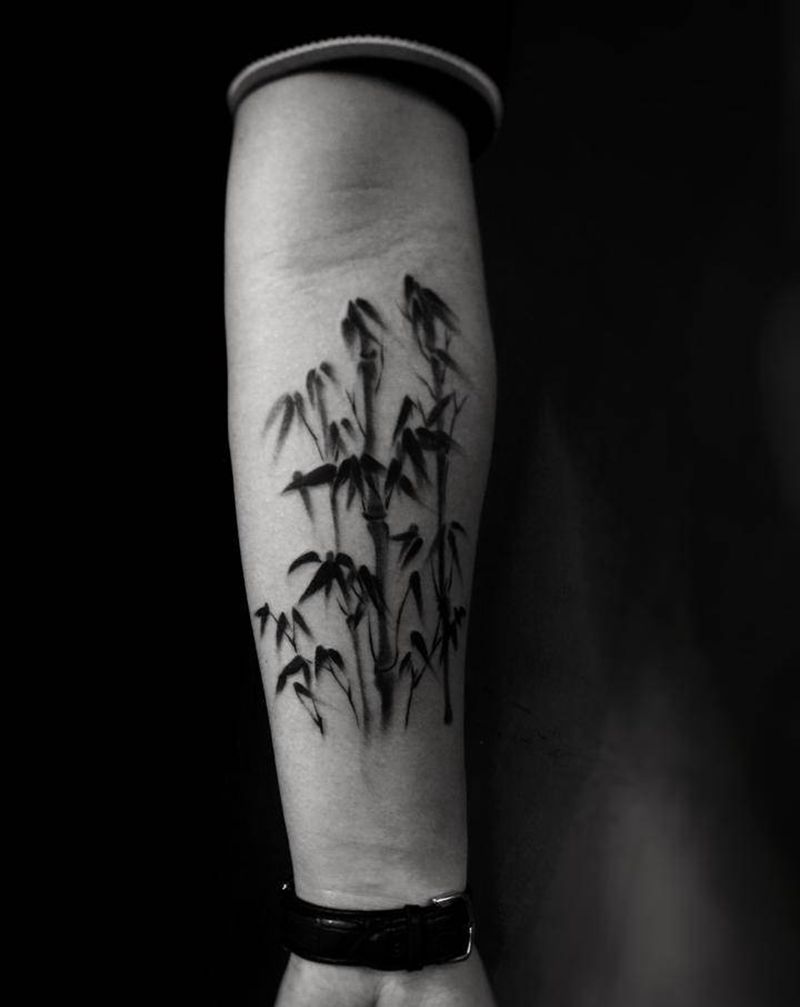 竹纹身图片_手臂纹身图案