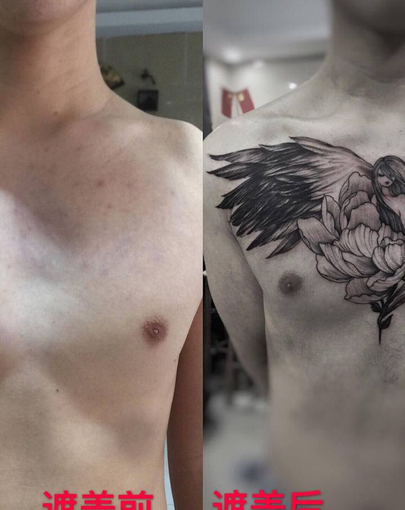 遮盖纹身图片_胸部纹身图案