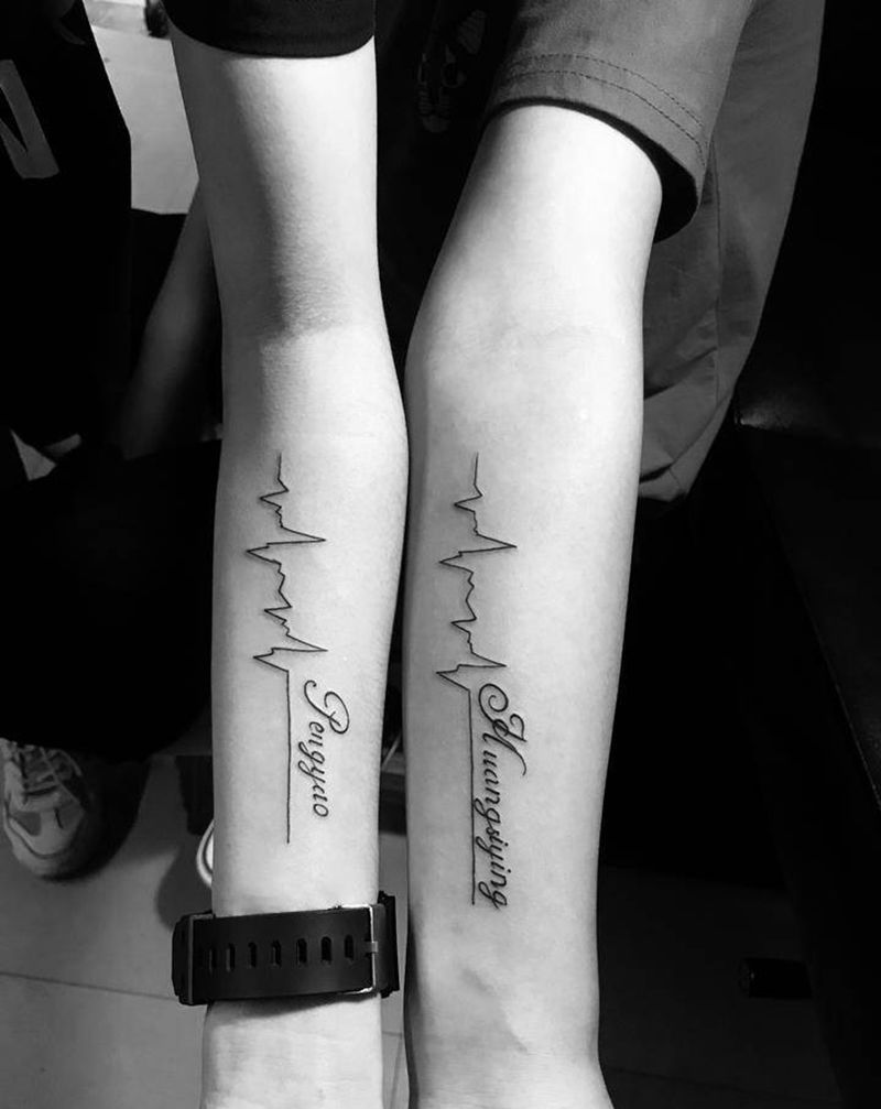 心电图纹身图片_手臂纹身图案